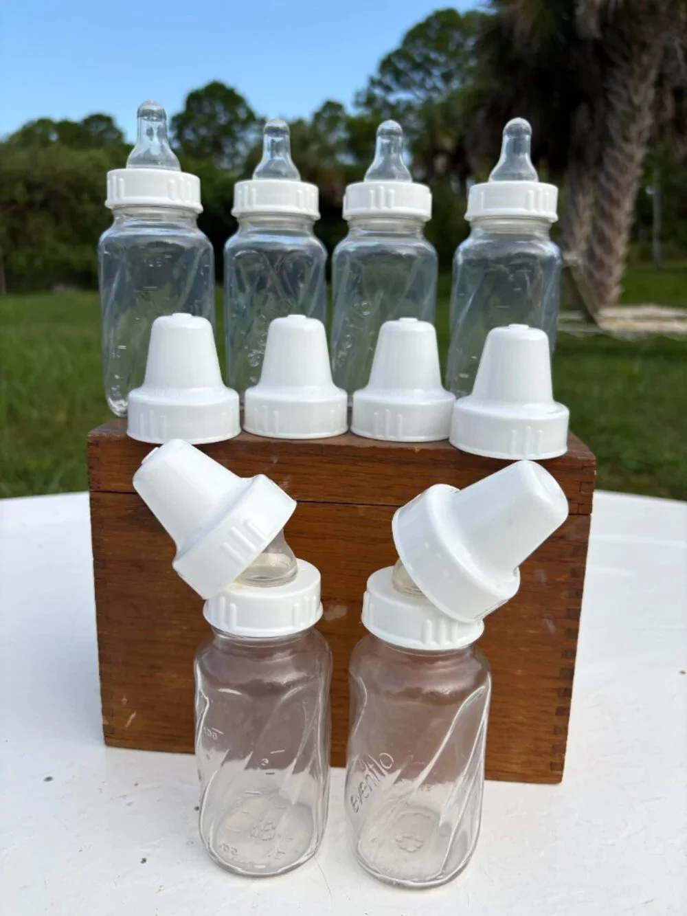 Vintage Evenflo Classic 4 oz Glass Baby Bottles - Twist Swirl Design, Set of 6 w